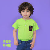 Classic Henley T-shirt with Badge - Green