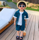 3 Piece Set - Shirt + T-Shirt + Shorts - Blue