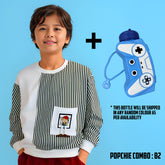 Tee Toy Combo - Olive Stripes + Bottle