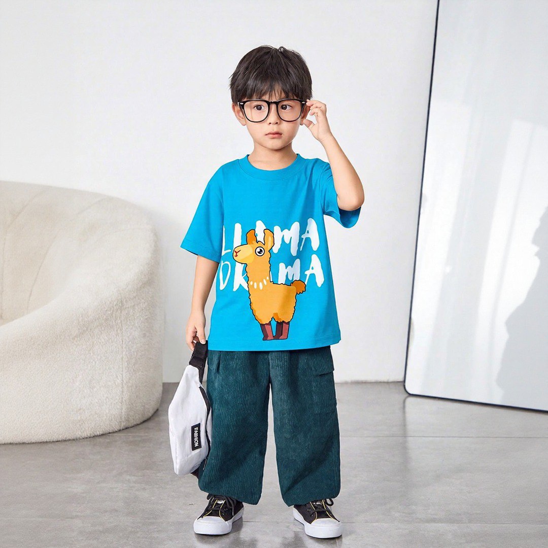 Cute Llama 🦙 Blue Tee