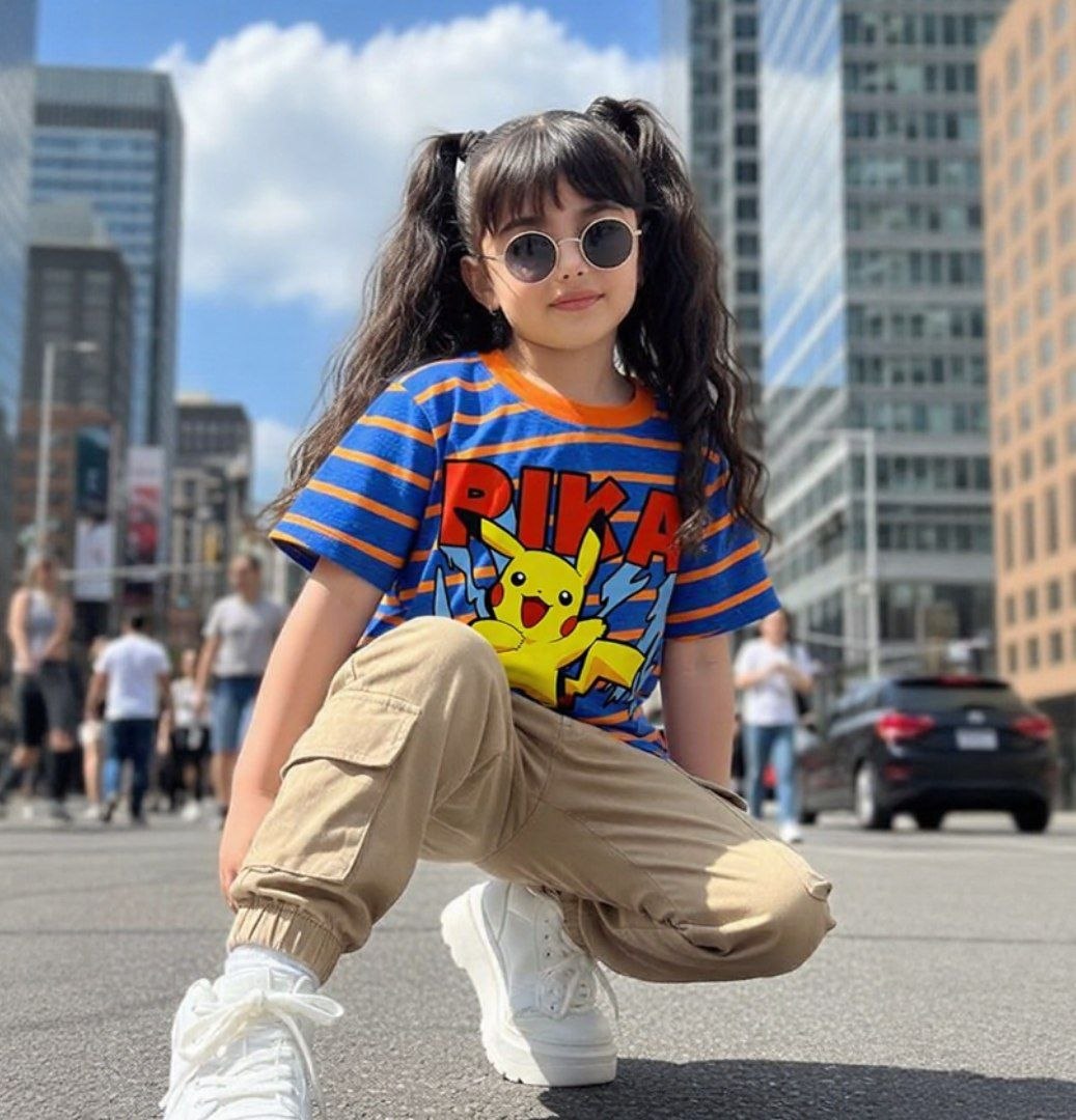 Pika Pika Orange And Blue Stripe Tee