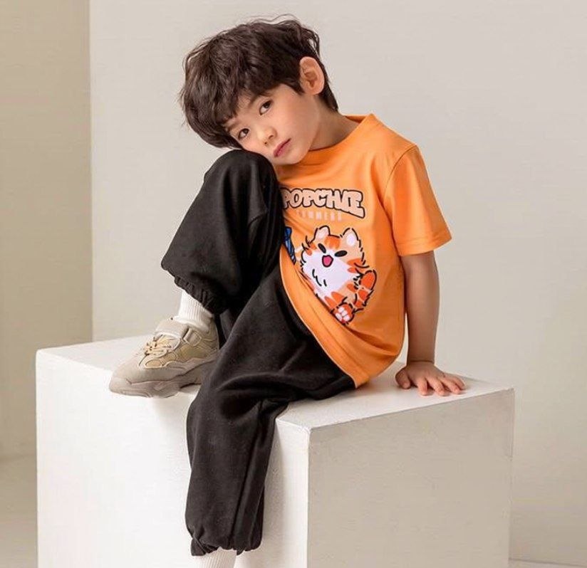 Popchie Summer Fan Kitty Orange Tee