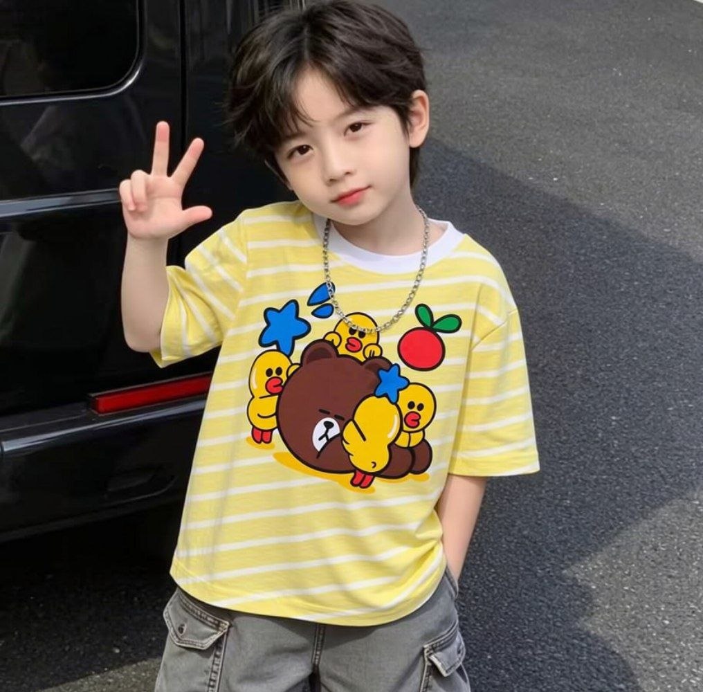 Muzzleberry Yellow White Striped Tee