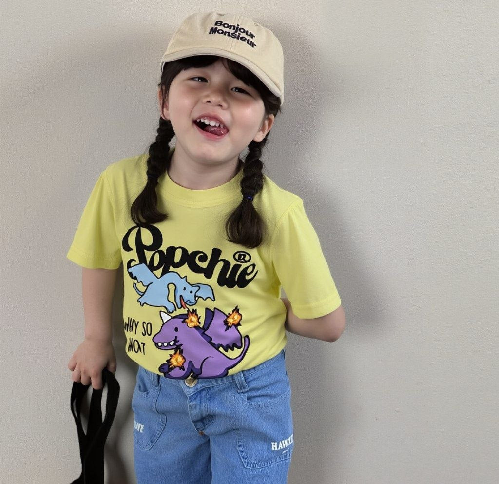 Popchie Dragon 🐉(Why So Hot!) Bright Yellow Tee