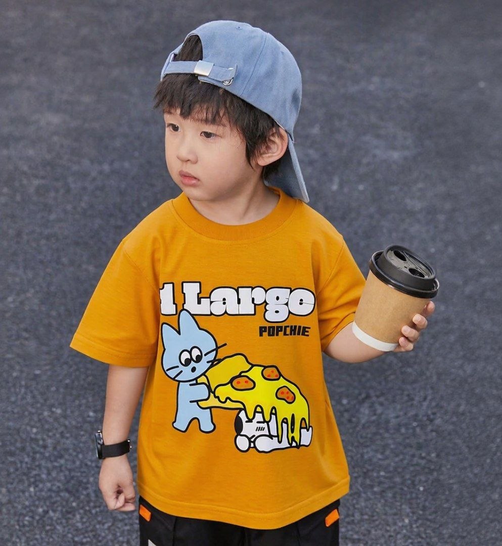 Popchie One Large Pizza Mustard Tee