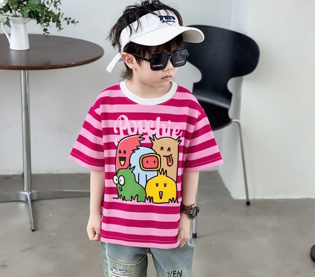 Multicoloured Friends Pink Stripe Tee