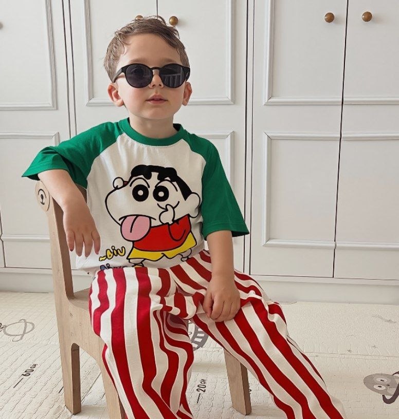 Naughty Kid Biu Biu Green White Dual Shade Tee