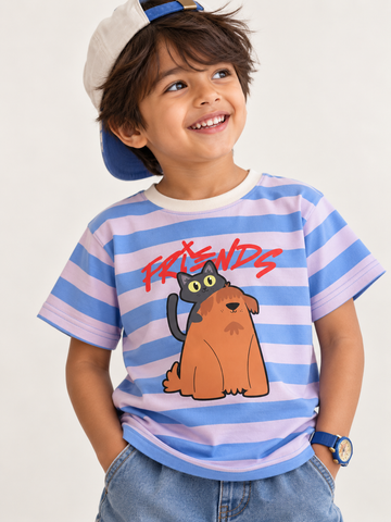 Friends Blue Pink Striped Tee