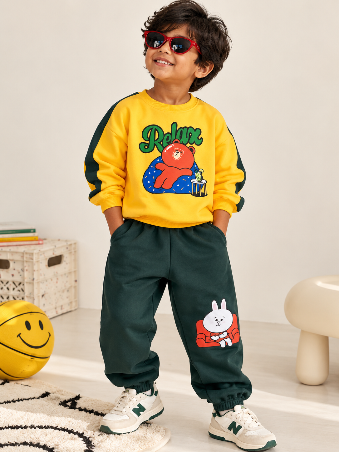 Relax Mode Bear & Bunny Oversized Fleece Co-ord Set