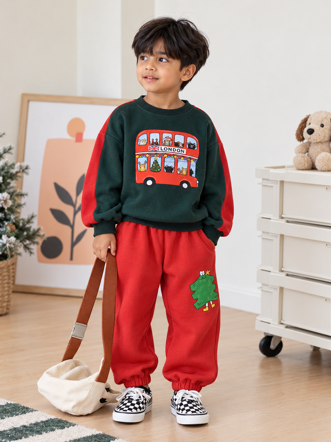 Santa's Little Traveller Fleece-Lined Co-ord Set