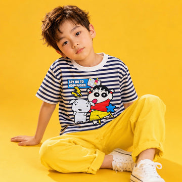 No Homework Blue And White Striped Tee