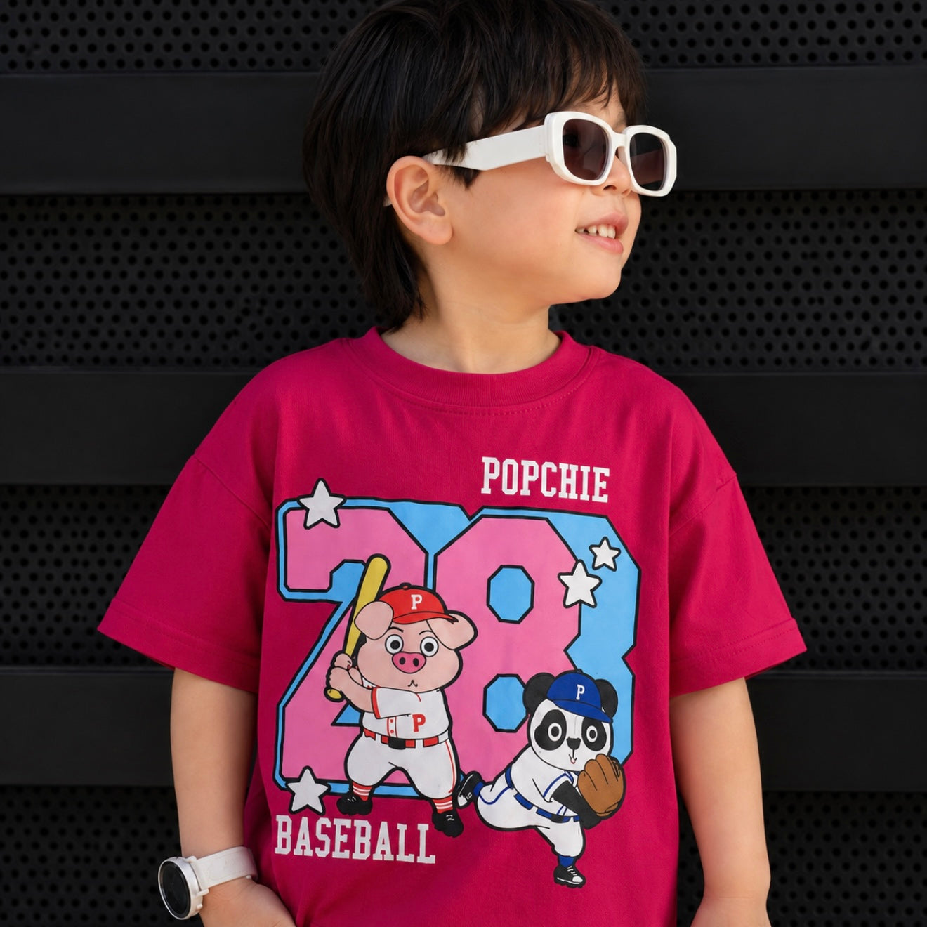 Popchie Baseball ⚾ Magenta Tee