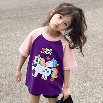 Unicorn Golden Shade Pink And Purple Dual Shade Tee