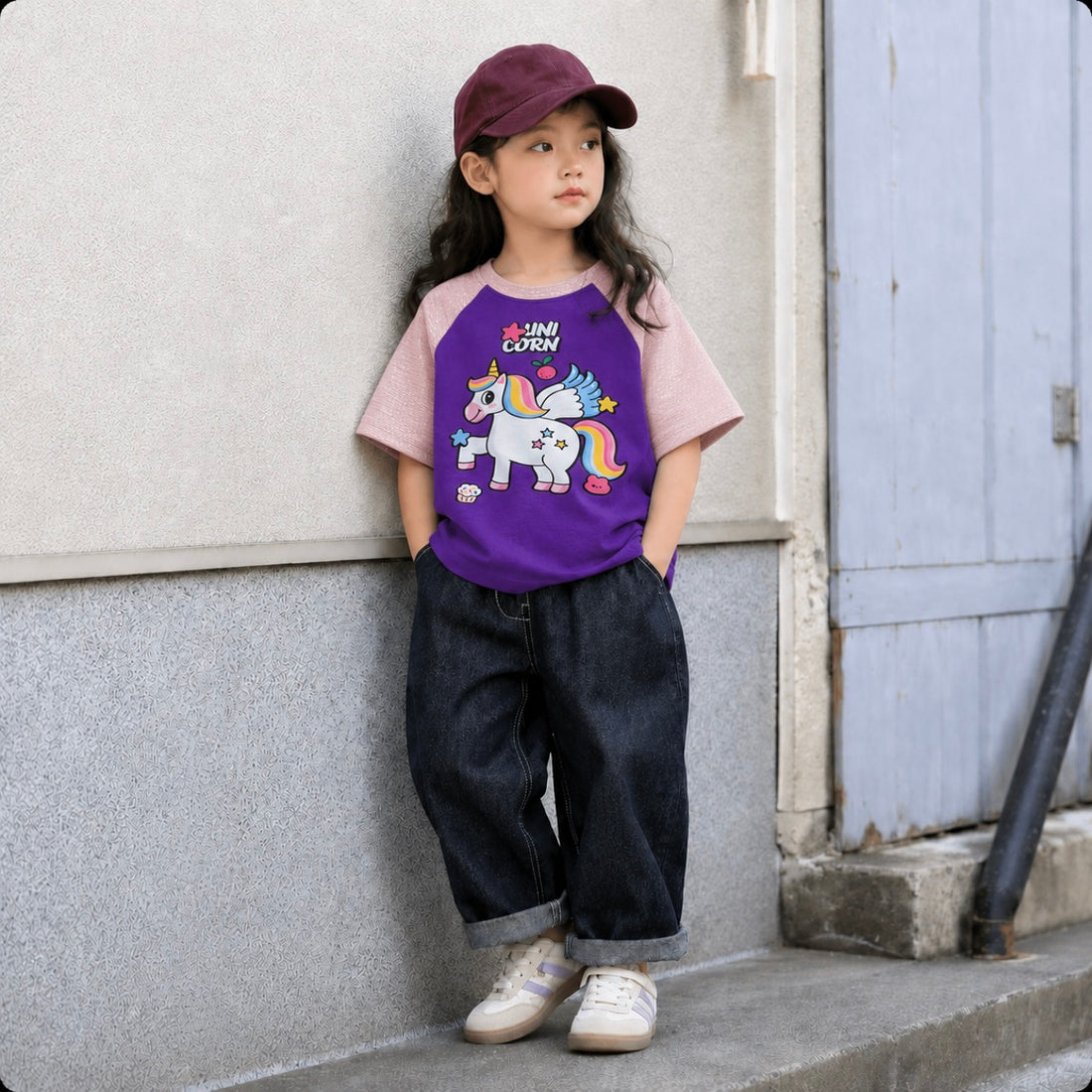 Unicorn Golden Shade Pink And Purple Dual Shade Tee