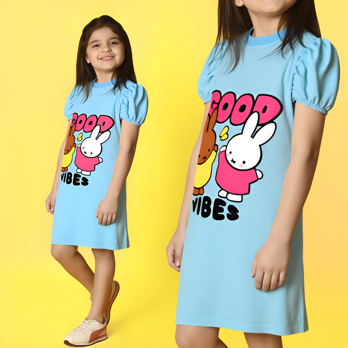 Good Vibes Bunny A-line Dress