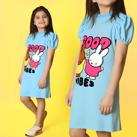 Good Vibes Bunny A-line Dress