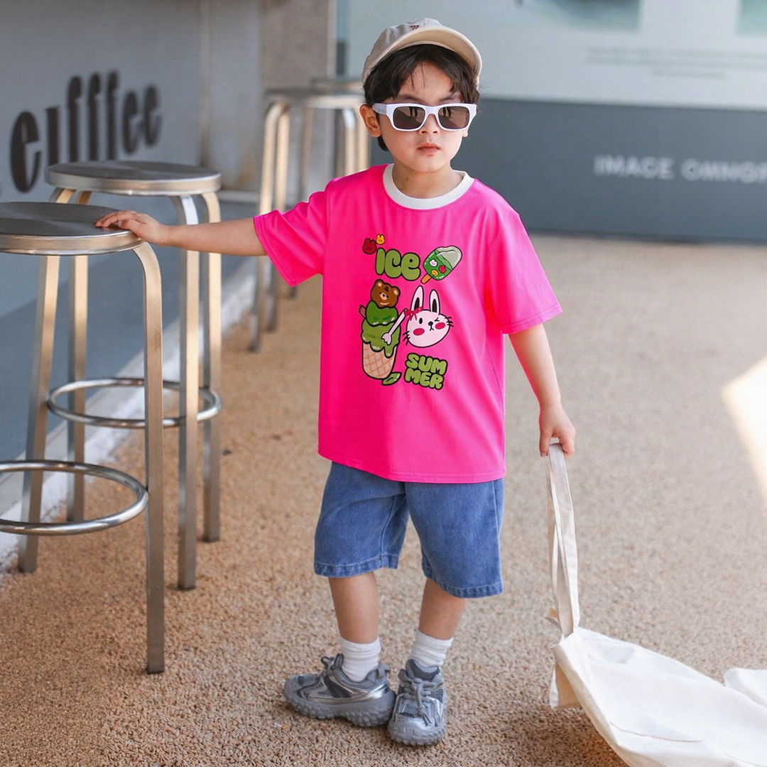 Summer Ice cream Neon Pink tee
