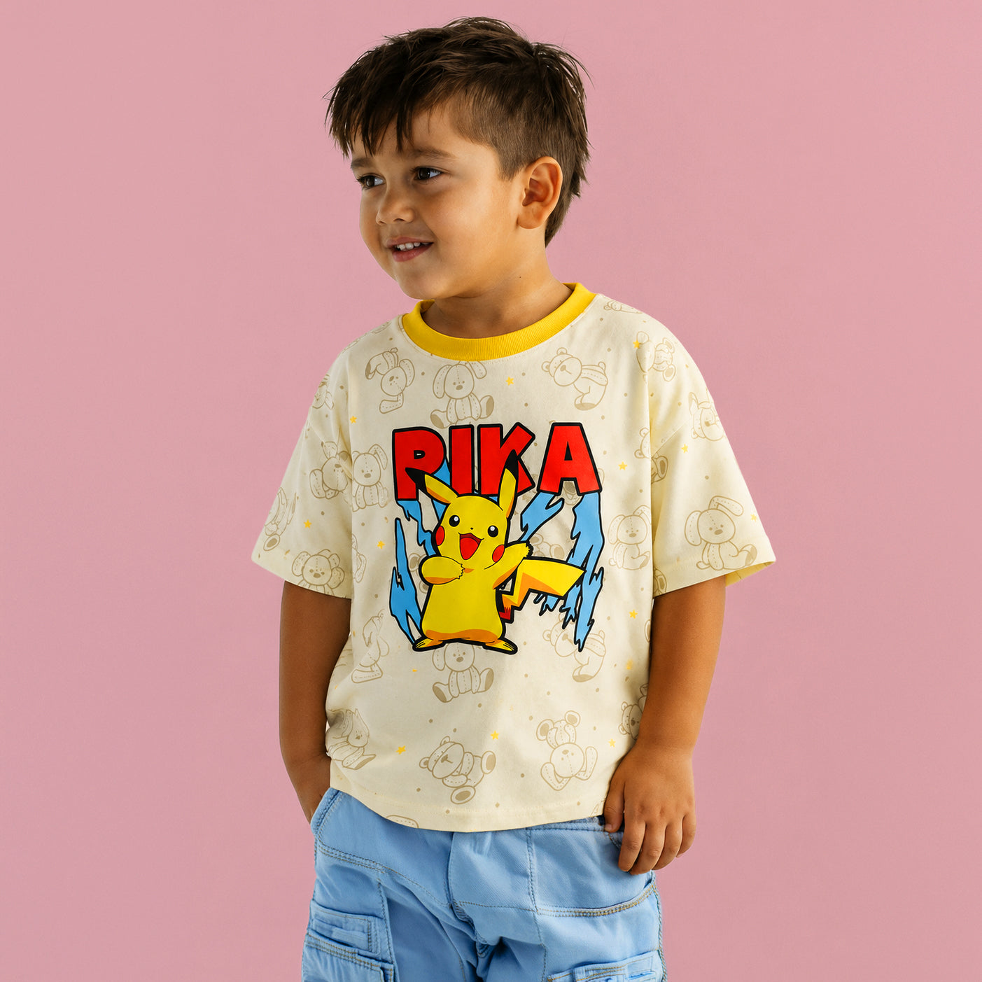 Cool Pika Pika In Yellow Teddy Tee