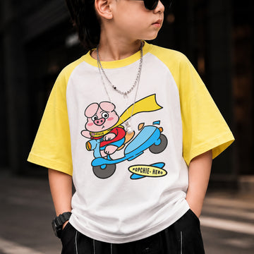 Super-Hero Pigzu Lime Yellow T-Shirt