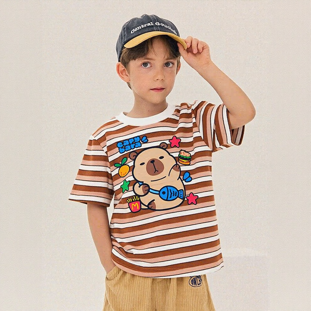Capybara Brownie Striped Tee