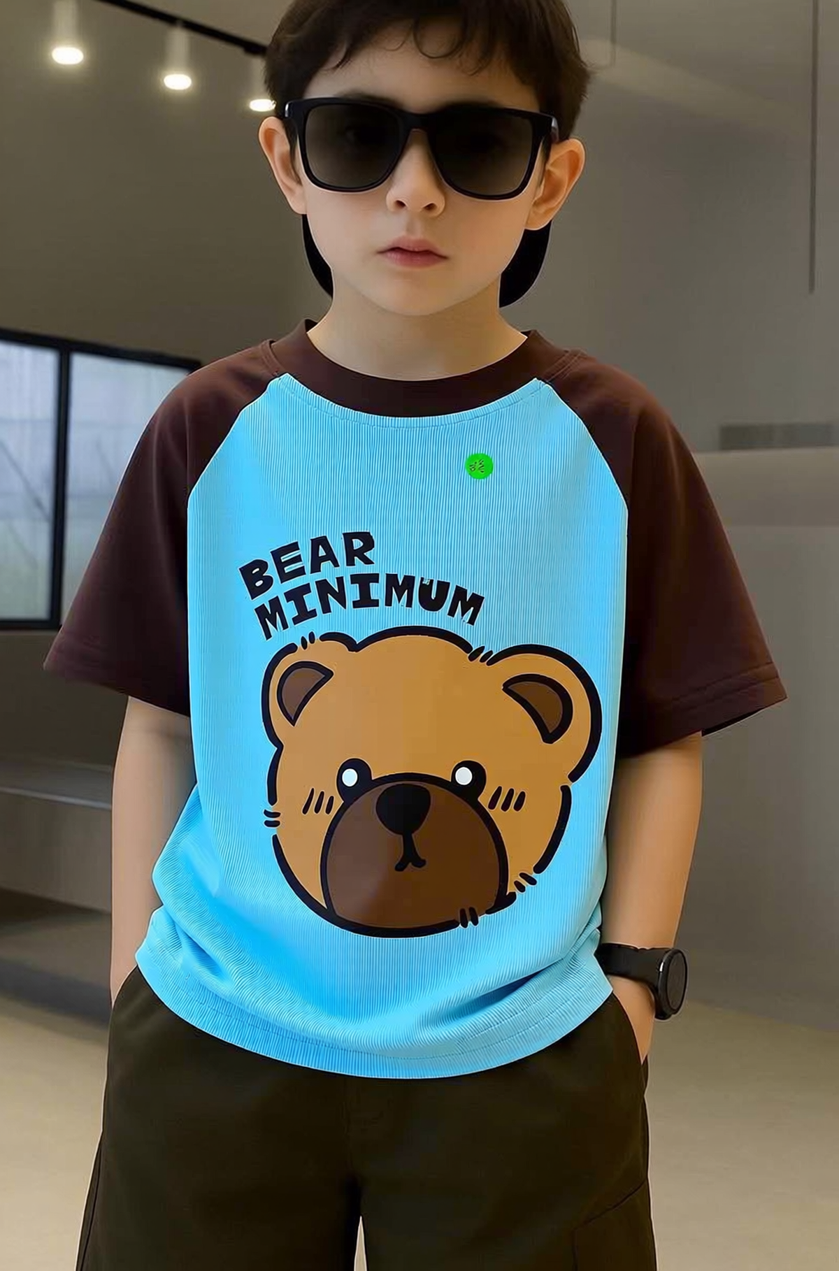 Bear Minimum Blue & Brown Dual Shade Tee