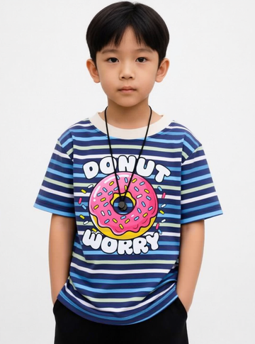 Donut Worry Blue Striped Tee