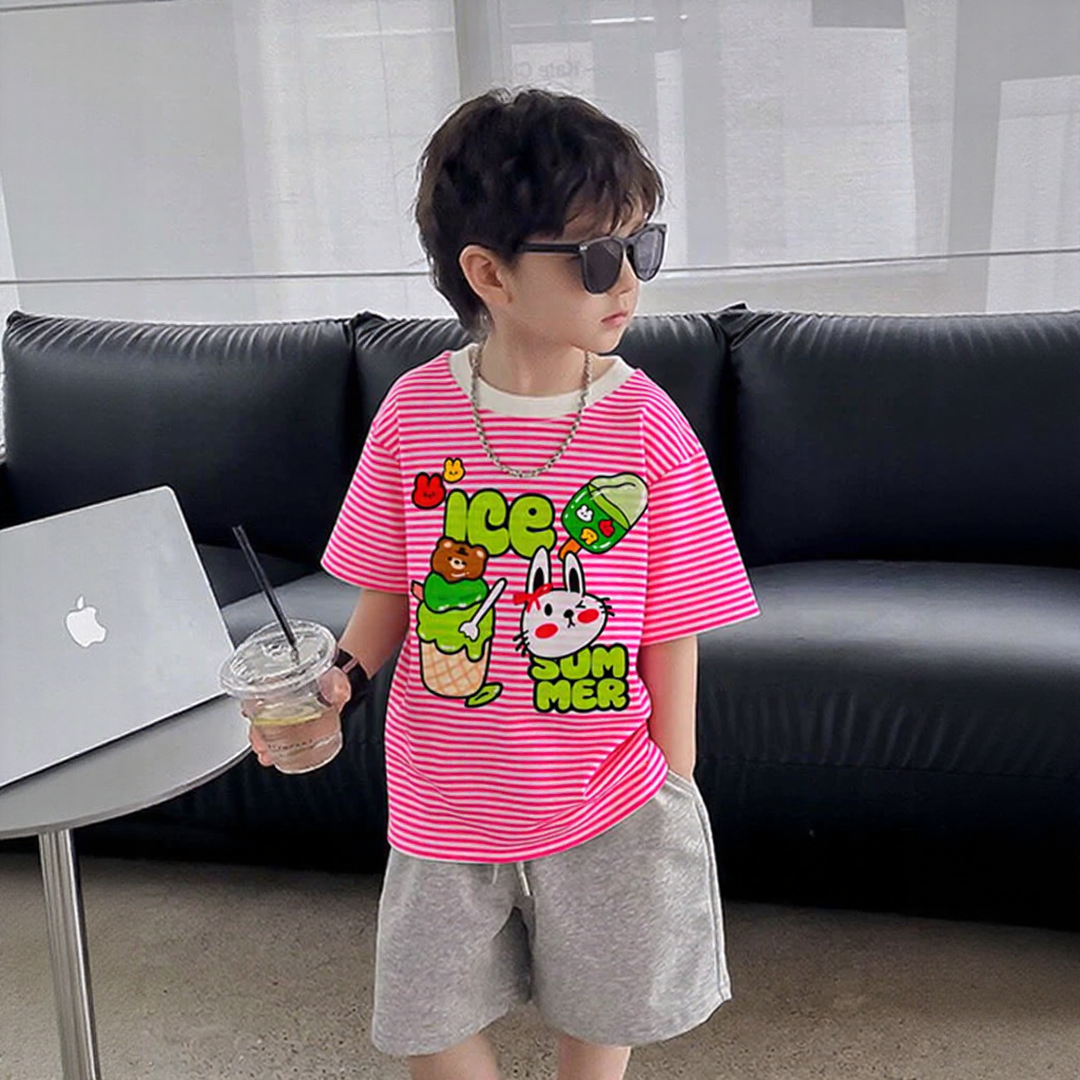 Ice Cream Bunny Stripe Tee