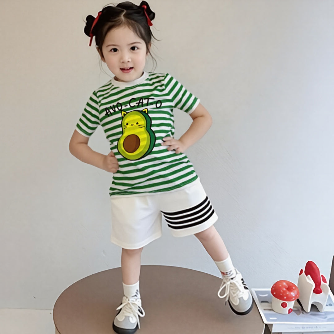 Avocato Green White Striped Tee