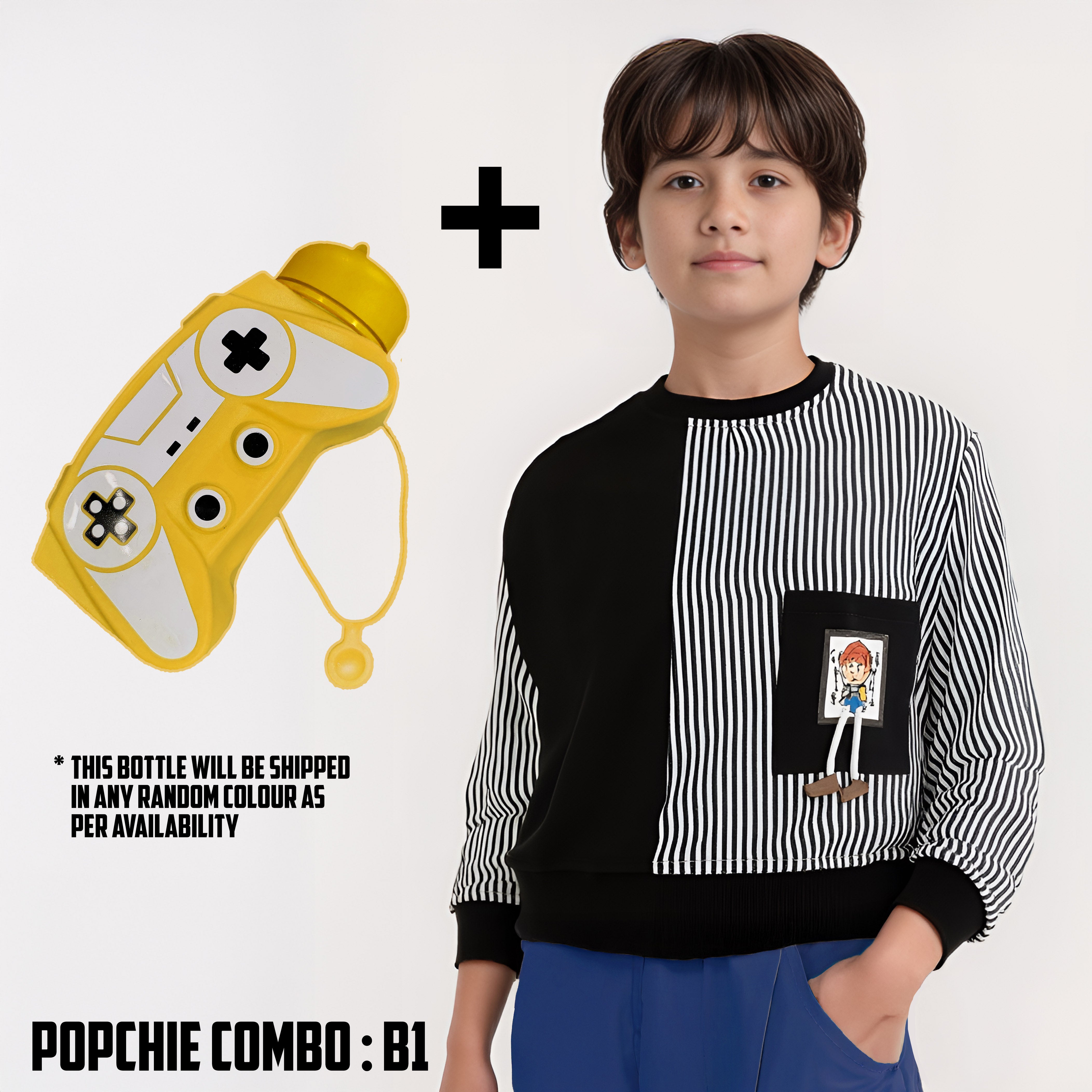 Tee Toy Combo - Black Stripes + Bottle