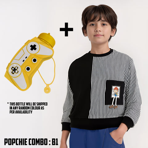 Tee Toy Combo - Black Stripes + Bottle