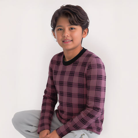Cuddly Checks Mauve T-Shirt for Kids