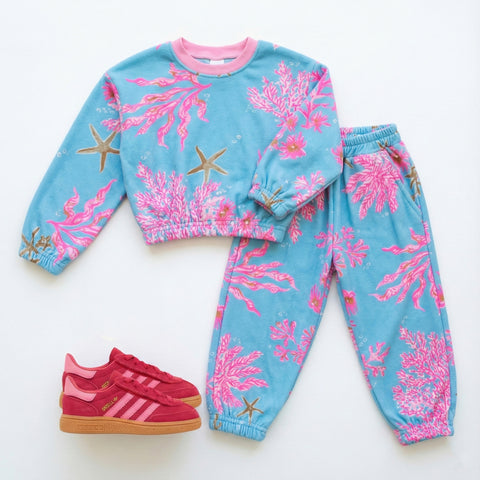 Autumn Pink And Blue Floral Cord Set