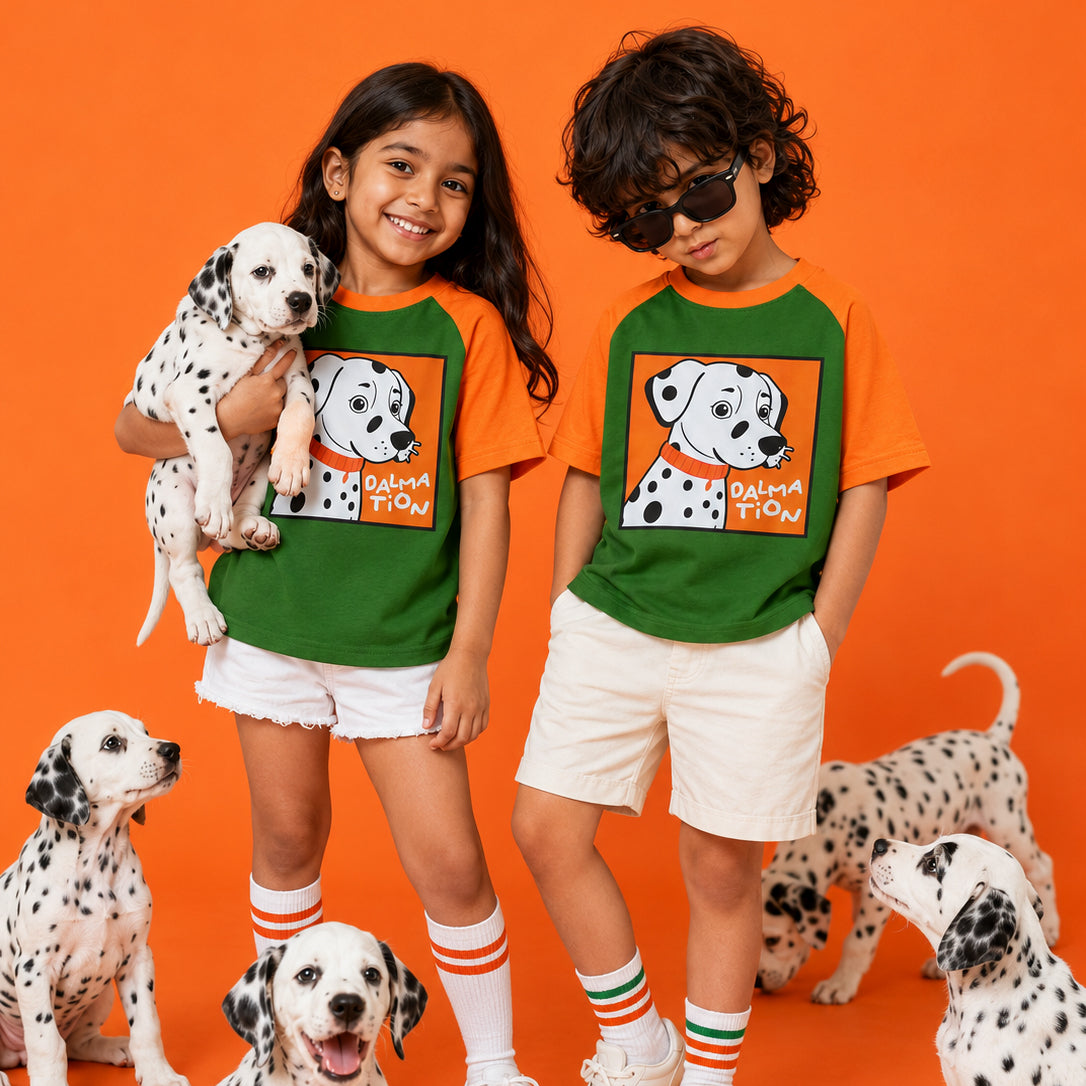 Dalmation New Bottle Green Orange Dual Shade Tee
