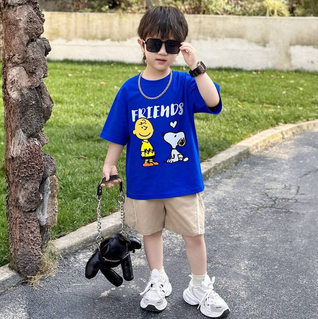 Friend And Snoopy Navy Blue Tee