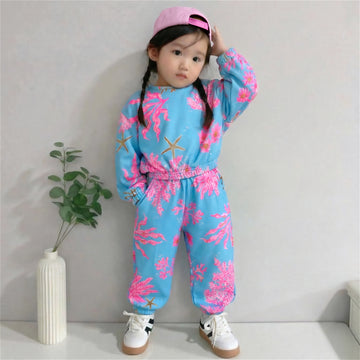 Autumn Pink And Blue Floral Cord Set