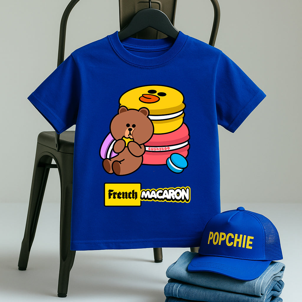 French Macaron Navy Blue T-Shirt