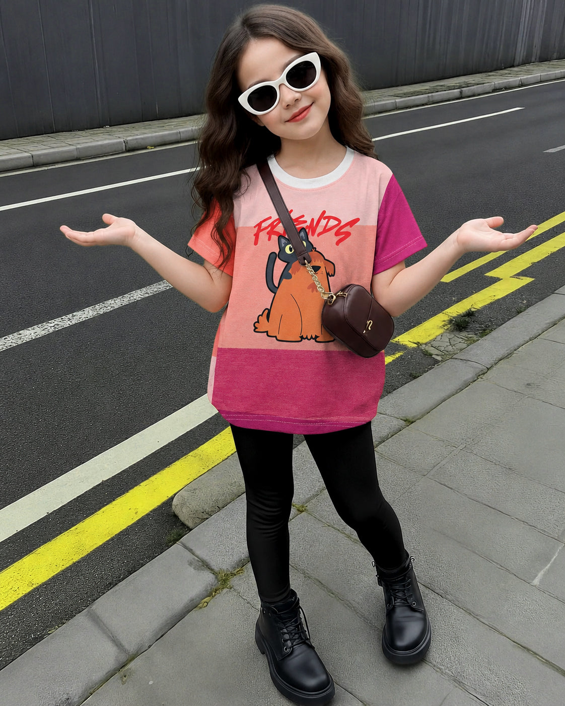 Popchie Friends Multi Shade Striped Tee