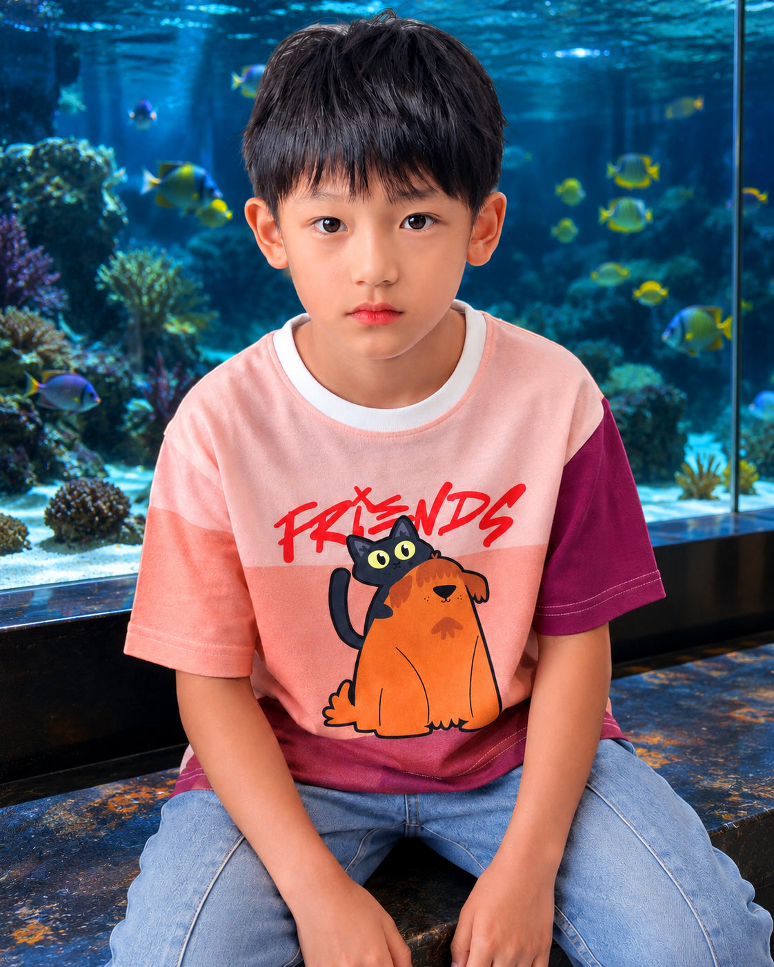 Popchie Friends Multi Shade Striped Tee