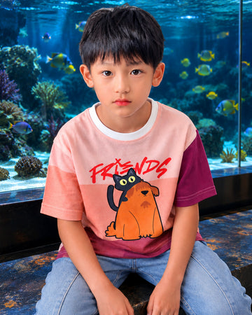 Popchie Friends Multi Shade Striped Tee