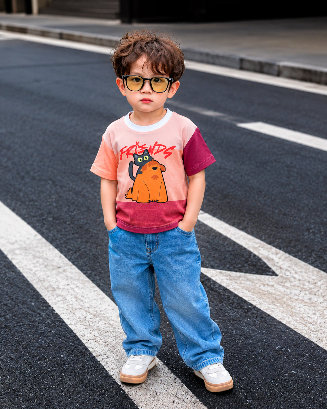 Popchie Friends Multi Shade Striped Tee