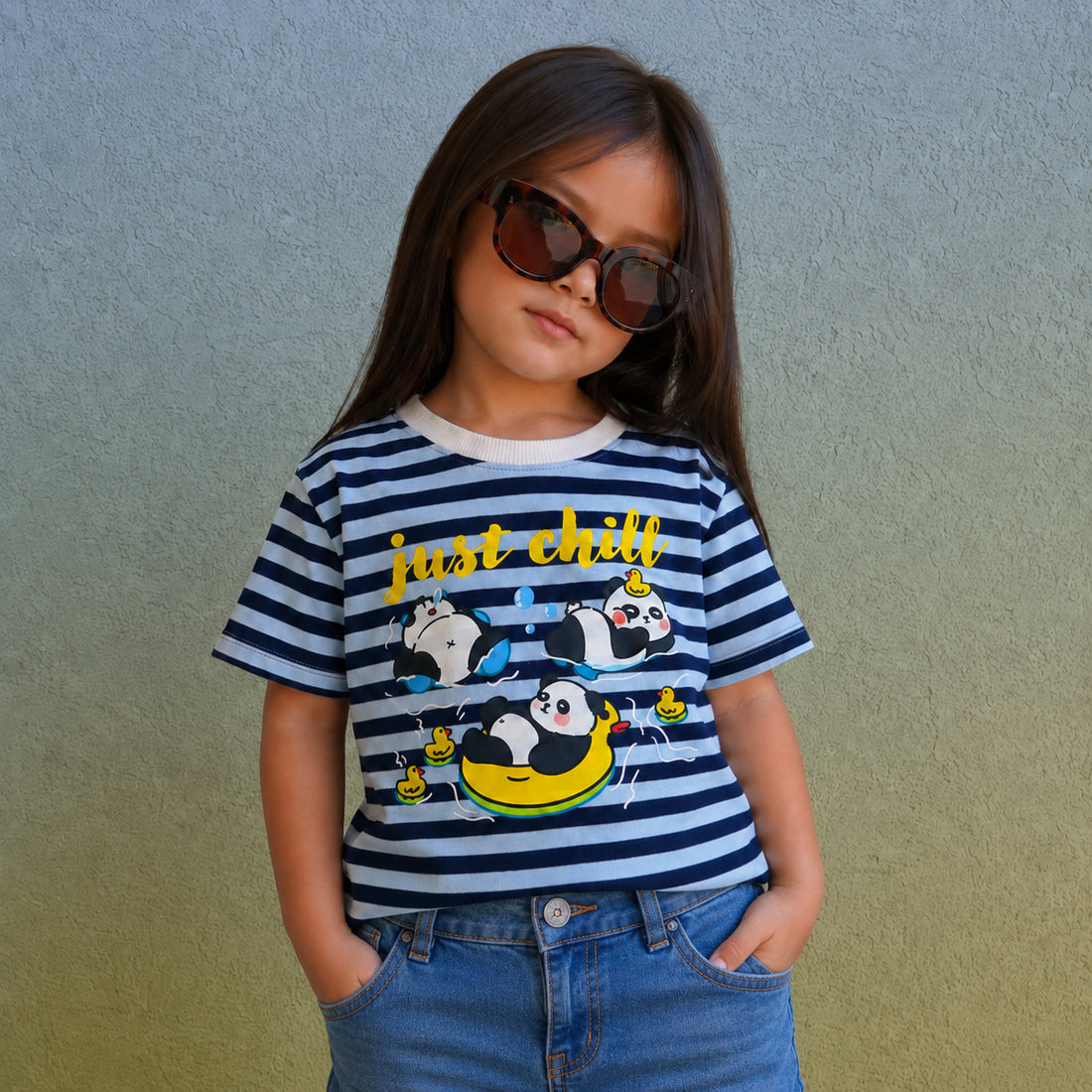 Just Chill Blue Striped Tee