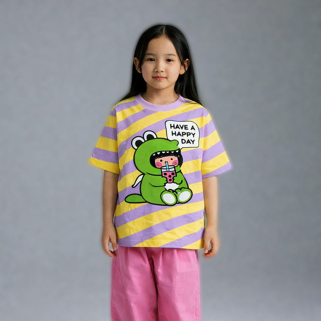Have A Happy Day Purple And Yellow Tee