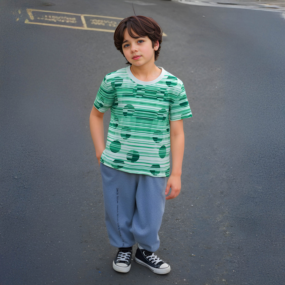 Green Orb Designer T-Shirt for Kids