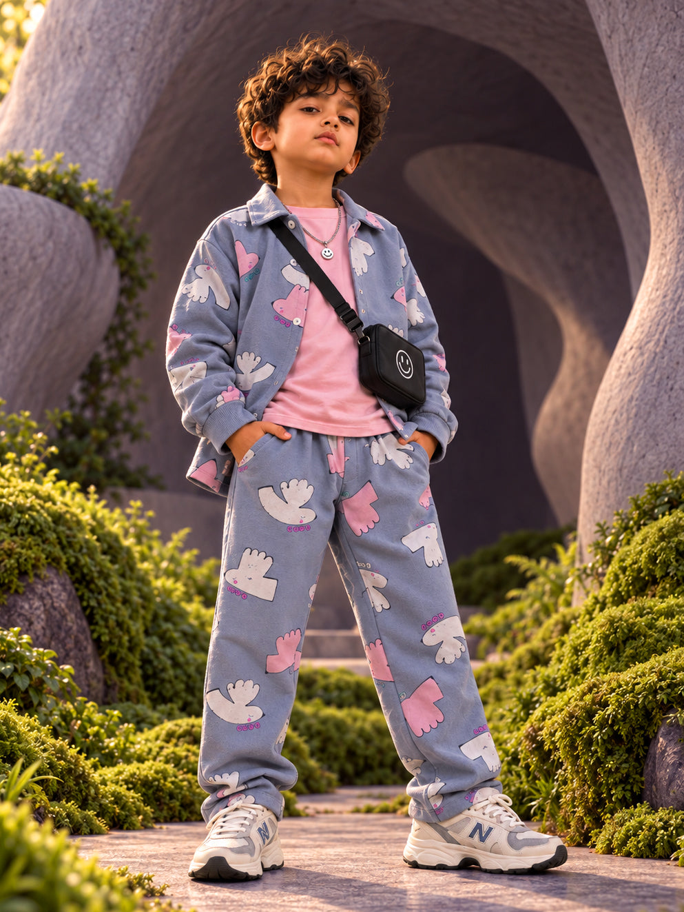 Ash Grey Love Bird Shacket Set