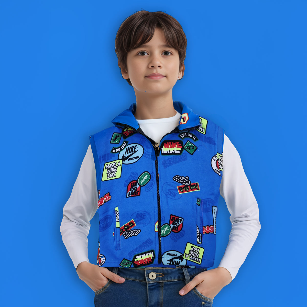 Sleeveless Autumn Blue Jacket + Toy Free