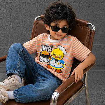 Jujo Duck Chef Orange White Striped Tee