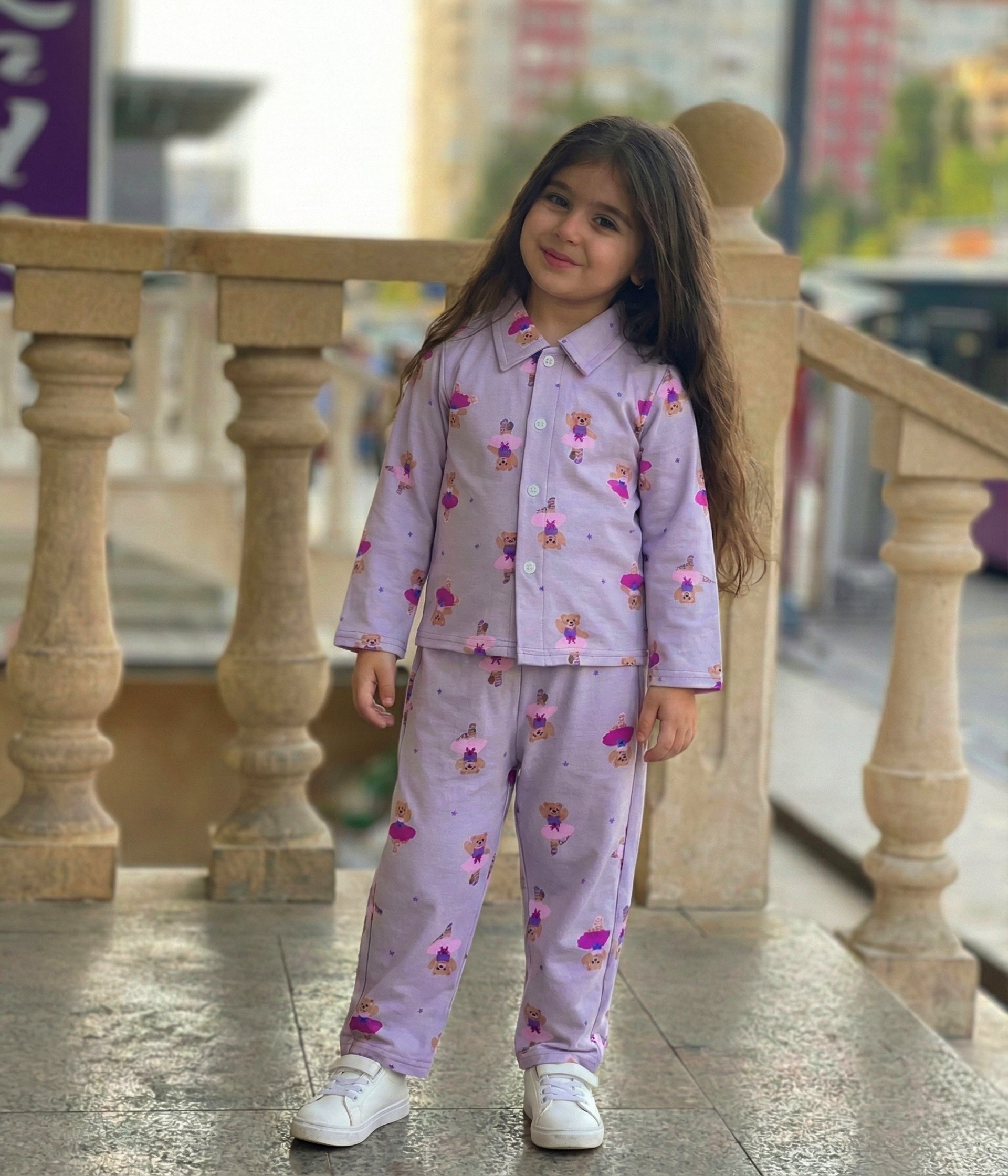 Teddy Ballerina Purple Cord Set