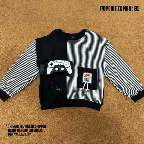 Tee Toy Combo - Black Stripes + Bottle