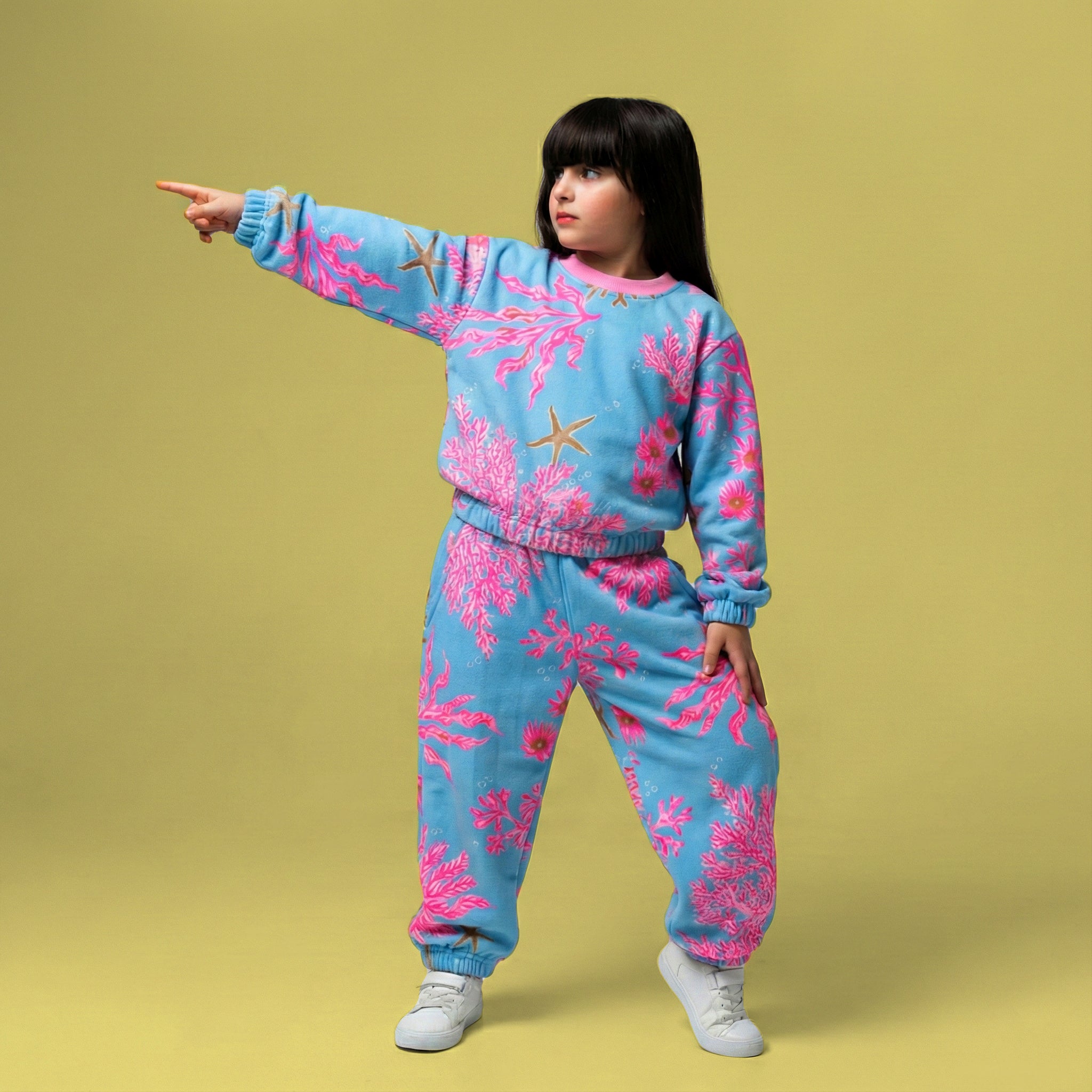 Autumn Pink And Blue Floral Cord Set