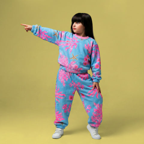 Autumn Pink And Blue Floral Cord Set